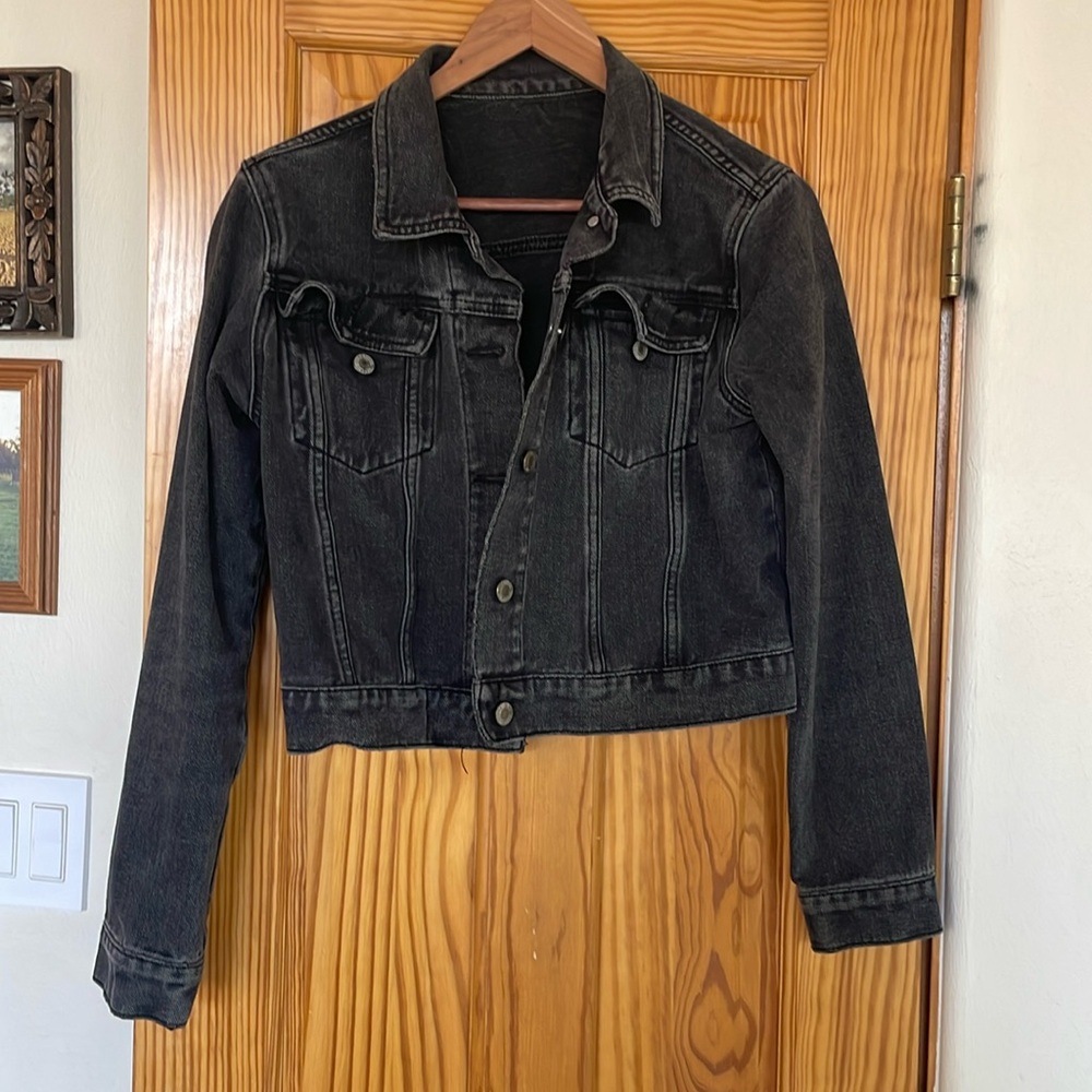 Black denim cropped jacket